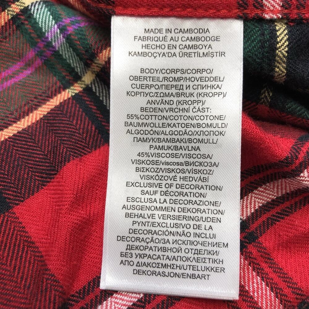 Lauren Ralph Lauren Womens Plaid Pajama Set SIZE SMALL Red Button Up Long Sleeve - Picture 7 of 16